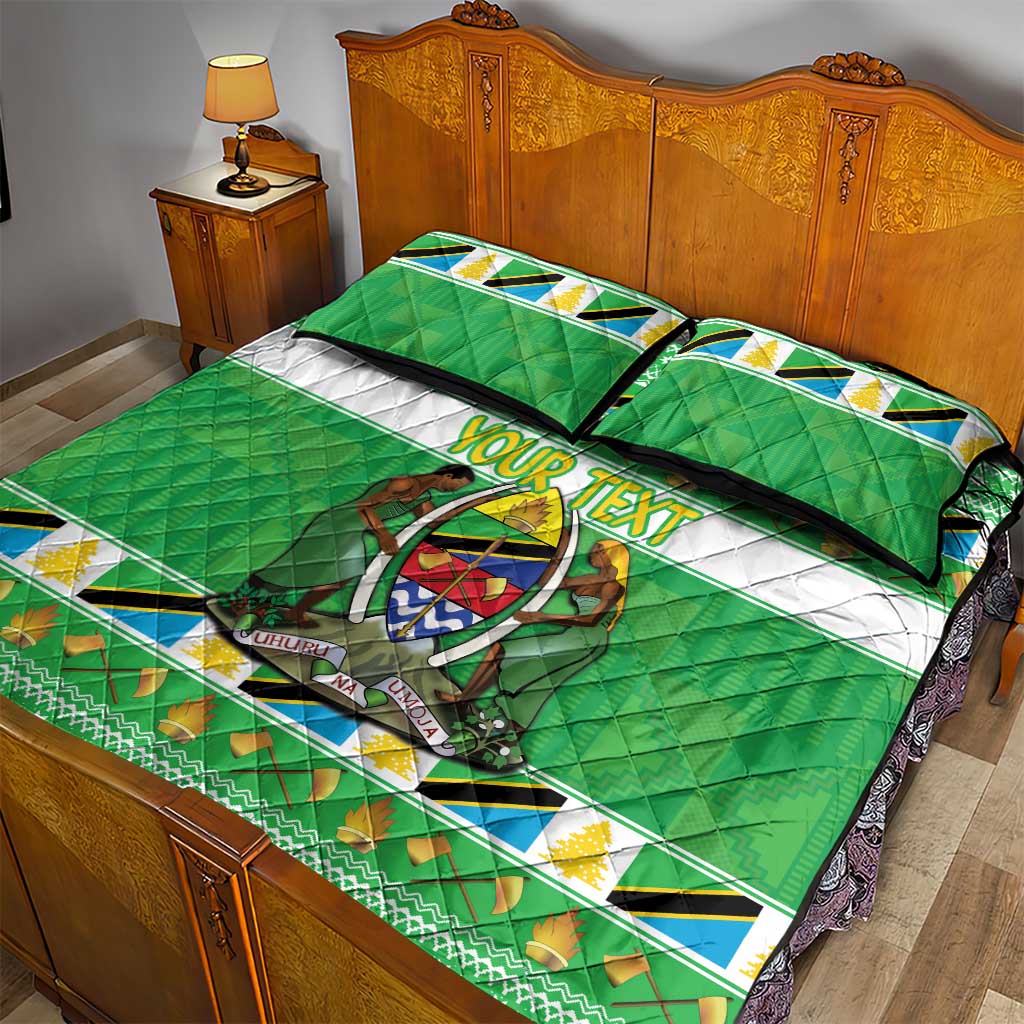 Personalized Afro Tanzania Christmas Quilt Bed Set Heri ya Krismasi With Coat Of Arms LT18