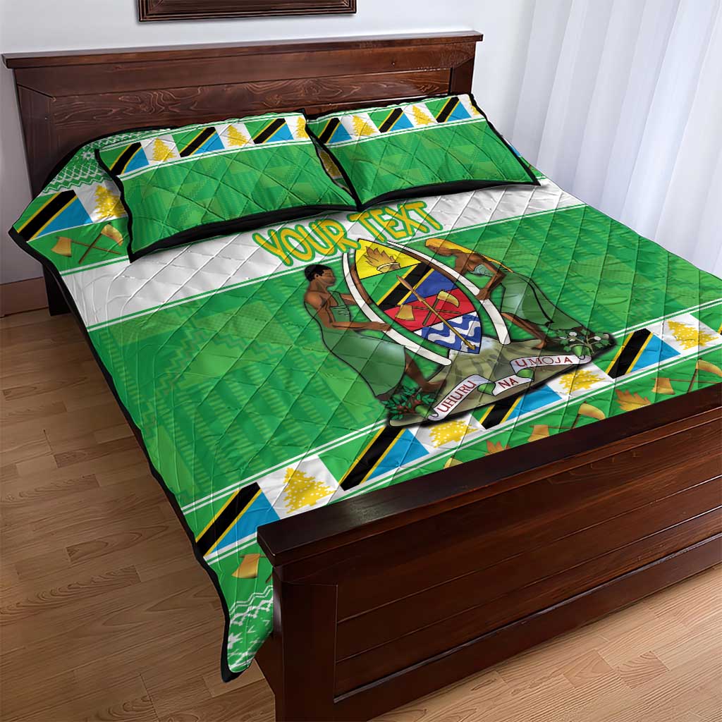 Personalized Afro Tanzania Christmas Quilt Bed Set Heri ya Krismasi With Coat Of Arms LT18
