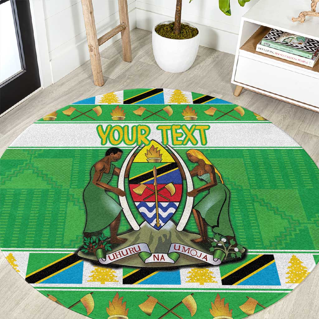 Personalized Afro Tanzania Christmas Round Carpet Heri ya Krismasi With Coat Of Arms LT18