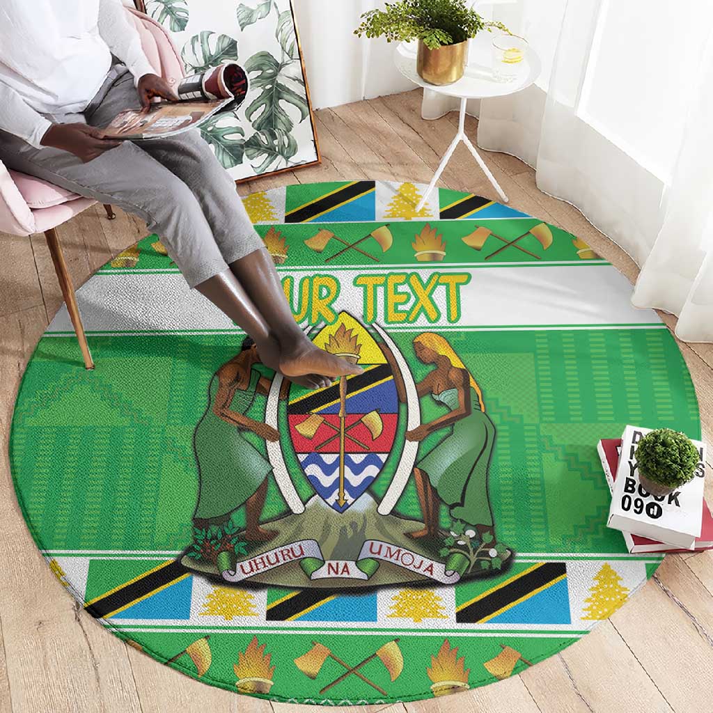 Personalized Afro Tanzania Christmas Round Carpet Heri ya Krismasi With Coat Of Arms LT18