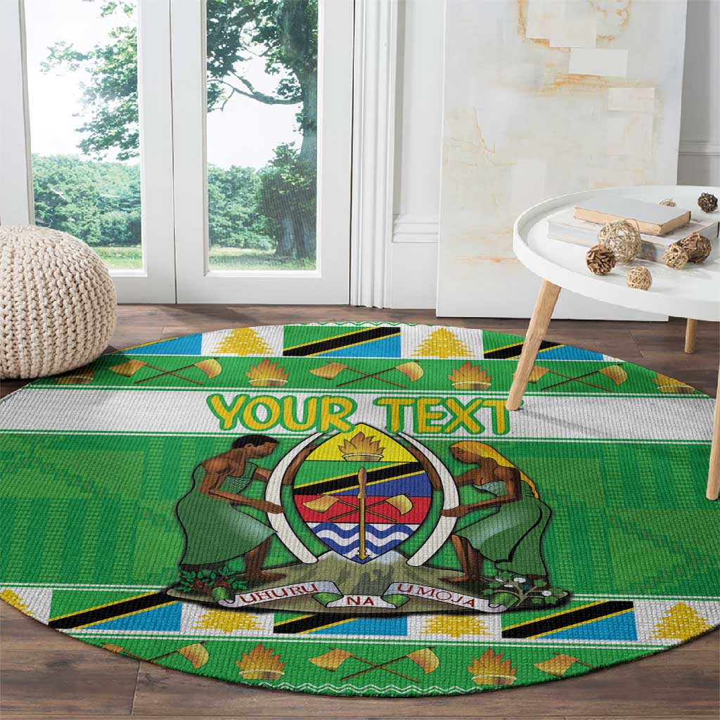 Personalized Afro Tanzania Christmas Round Carpet Heri ya Krismasi With Coat Of Arms LT18