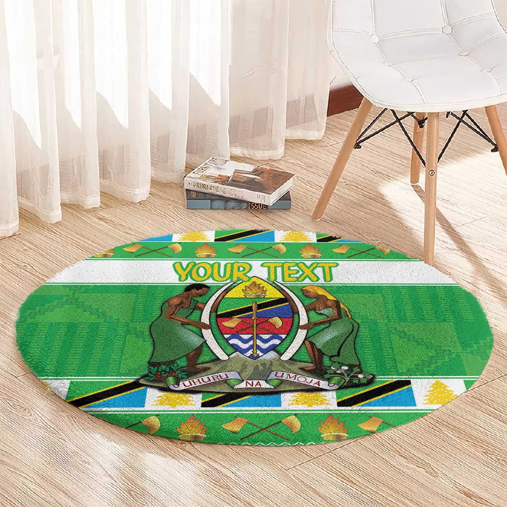 Personalized Afro Tanzania Christmas Round Carpet Heri ya Krismasi With Coat Of Arms LT18