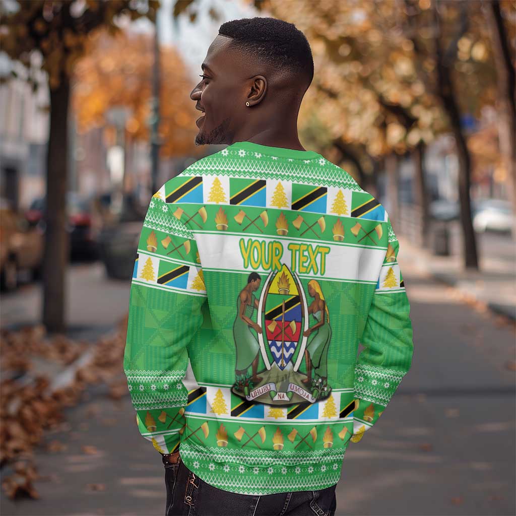 Personalized Afro Tanzania Christmas Sweatshirt Heri ya Krismasi With Coat Of Arms LT18
