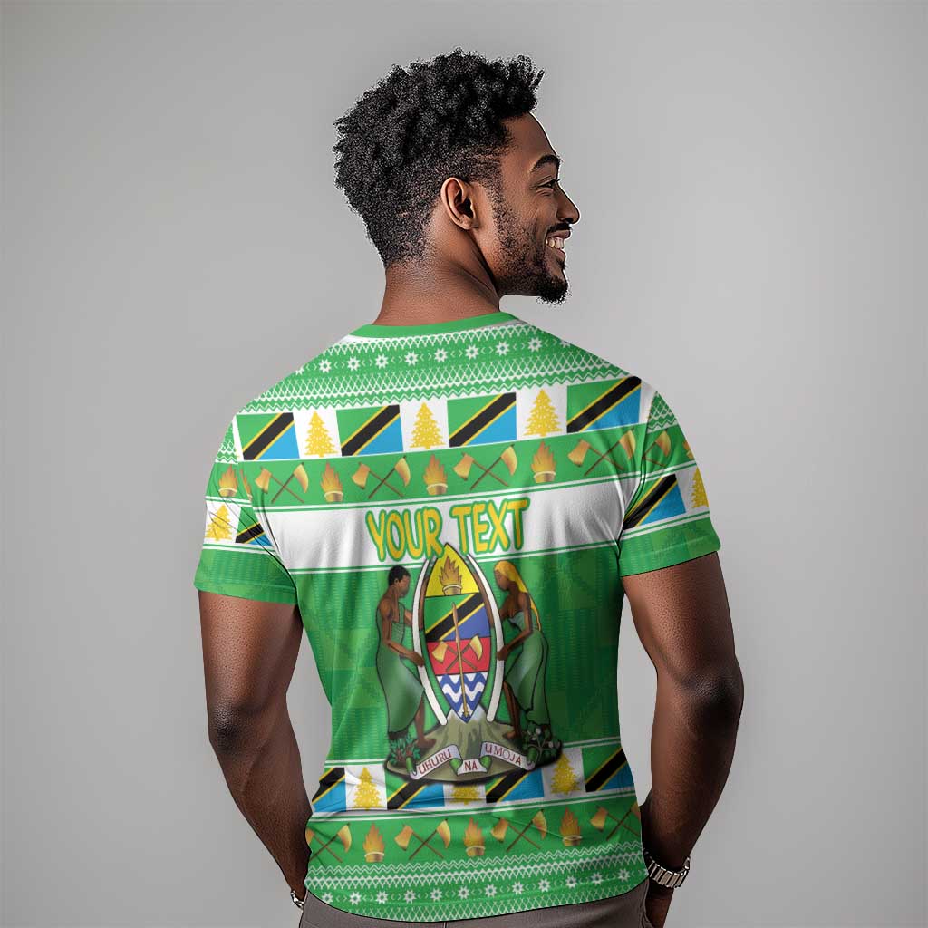 Personalized Afro Tanzania Christmas T shirt Heri ya Krismasi With Coat Of Arms LT18