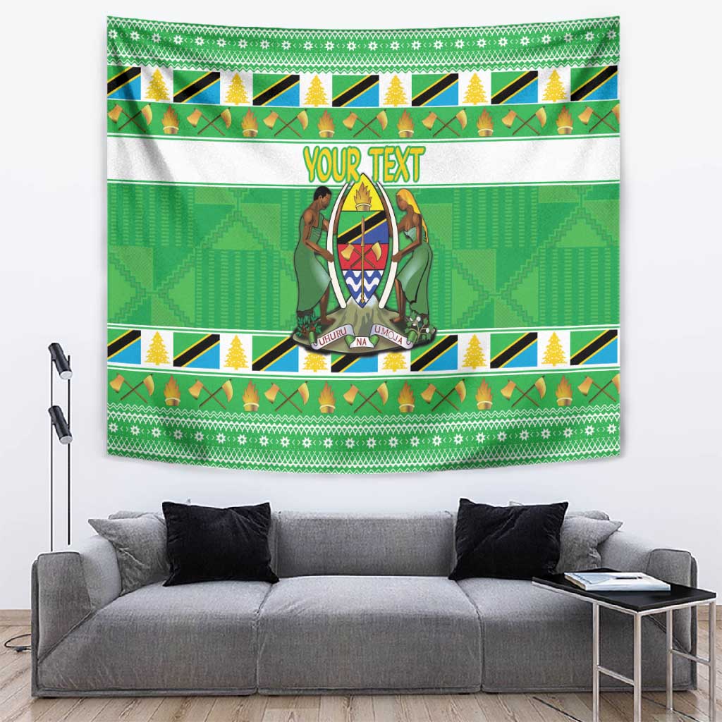 Personalized Afro Tanzania Christmas Tapestry Heri ya Krismasi With Coat Of Arms LT18