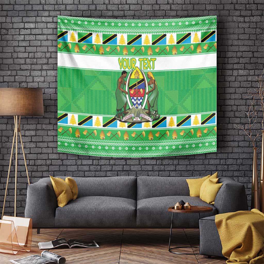 Personalized Afro Tanzania Christmas Tapestry Heri ya Krismasi With Coat Of Arms LT18