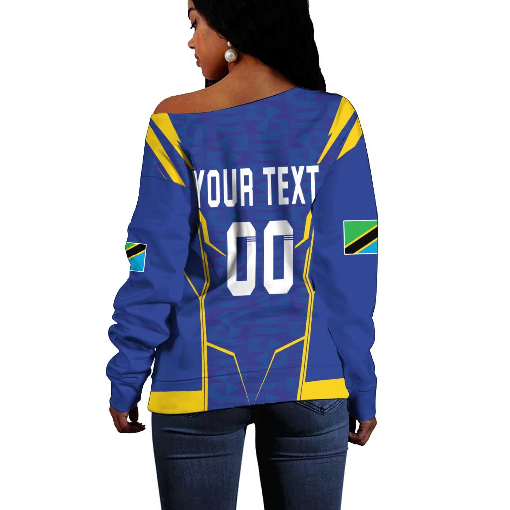 Custom Afro Tanzania Football Off Shoulder Sweater Taifa Stars Go Champion LT18