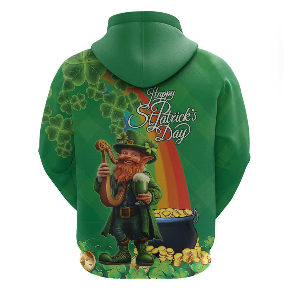 Happy Saint Patrick's Day Hoodie Cheerful Leprechaun Irish Harp LT18