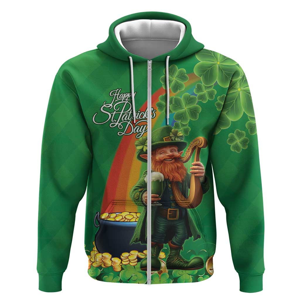 Happy Saint Patrick's Day Hoodie Cheerful Leprechaun Irish Harp LT18