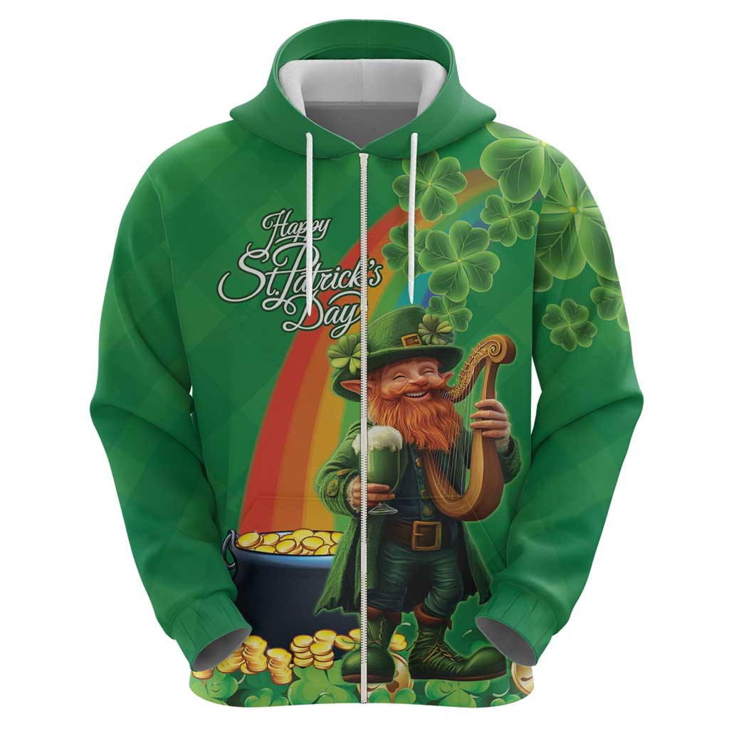 Happy Saint Patrick's Day Hoodie Cheerful Leprechaun Irish Harp LT18