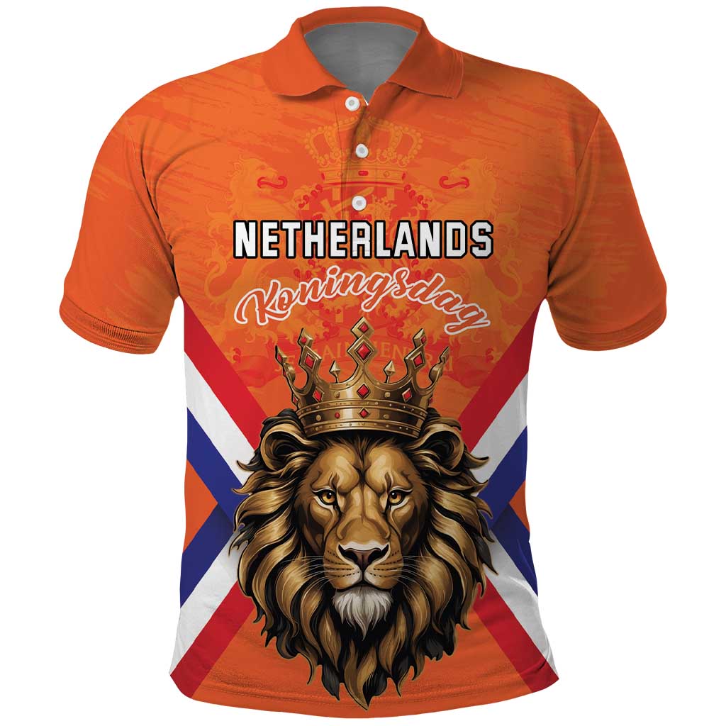 Personalized Netherlands King's Day Polo Shirt Koningsdag Lion King With Crown LT18