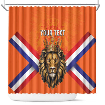 Personalized Netherlands King's Day Shower Curtain Koningsdag Lion King With Crown LT18