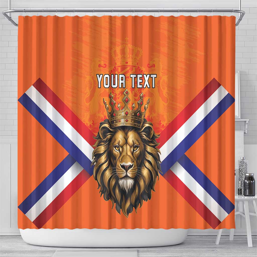 Personalized Netherlands King's Day Shower Curtain Koningsdag Lion King With Crown LT18