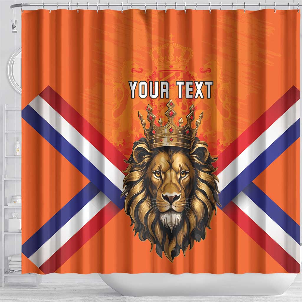 Personalized Netherlands King's Day Shower Curtain Koningsdag Lion King With Crown LT18