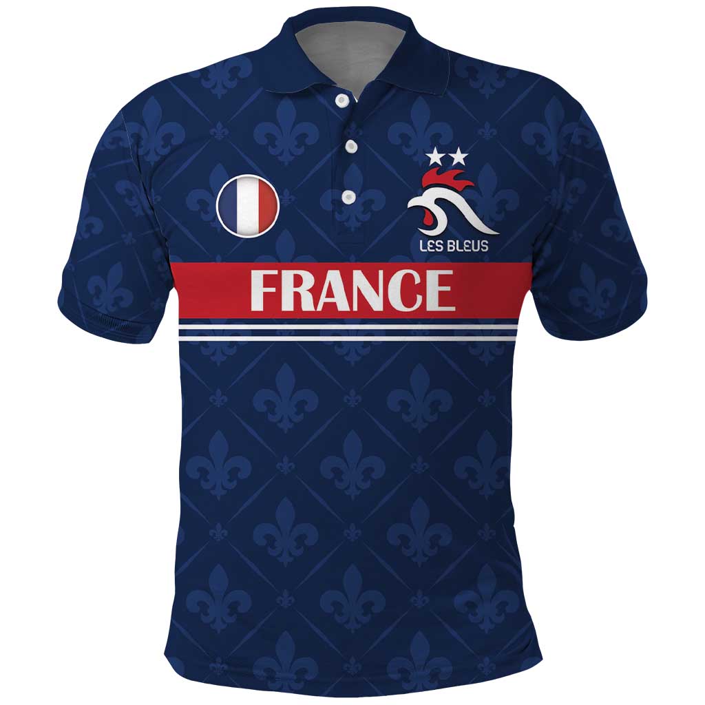 Custom France Football Polo Shirt Les Bleus French Heraldry Pattern LT18