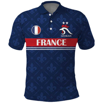 Custom France Football Polo Shirt Les Bleus French Heraldry Pattern LT18