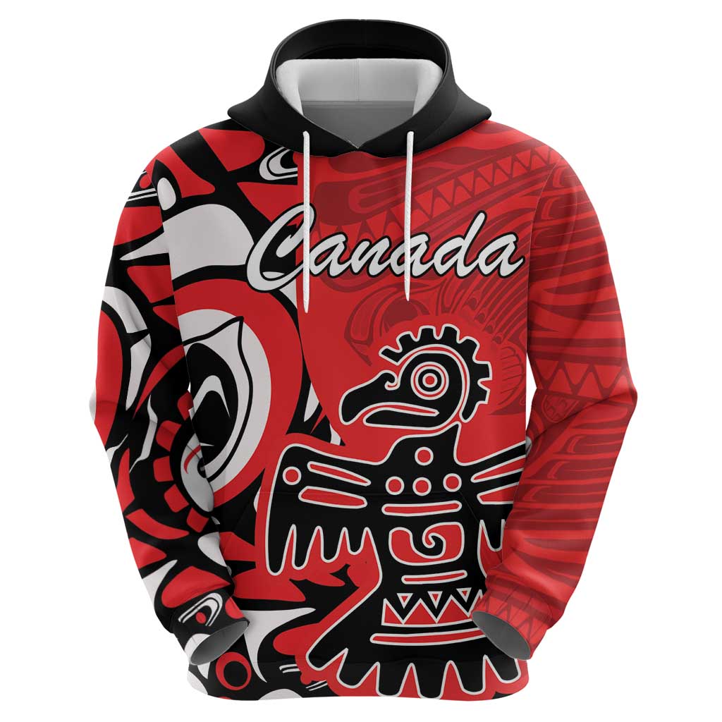 Personalized Canada Haida Eagle Hoodie Red Style LT18