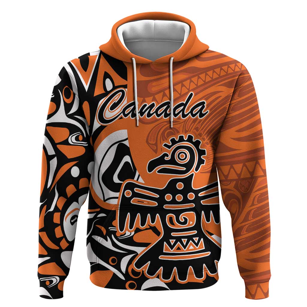 Personalized Canada Haida Eagle Hoodie Orange Style LT18