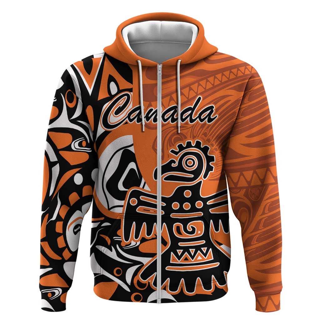 Personalized Canada Haida Eagle Hoodie Orange Style LT18