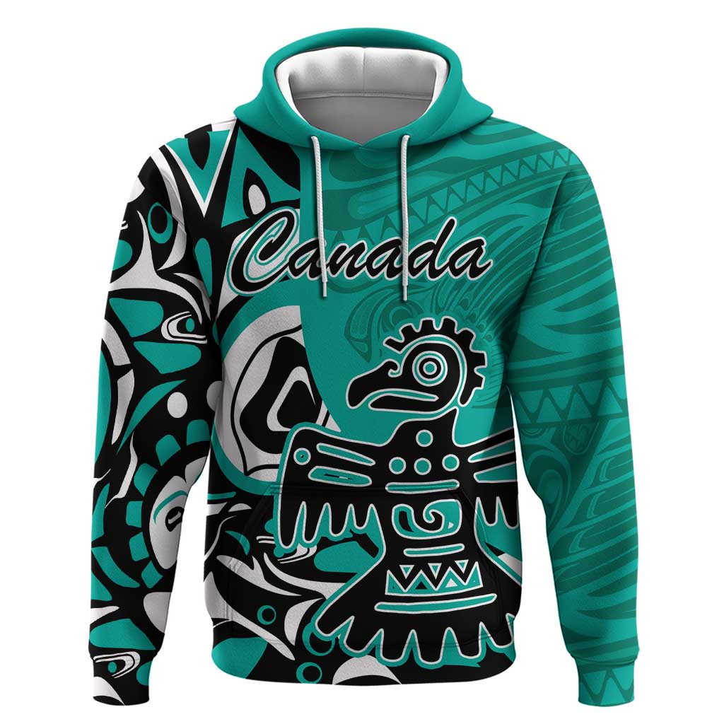 Personalized Canada Haida Eagle Hoodie Turquoise Style LT18