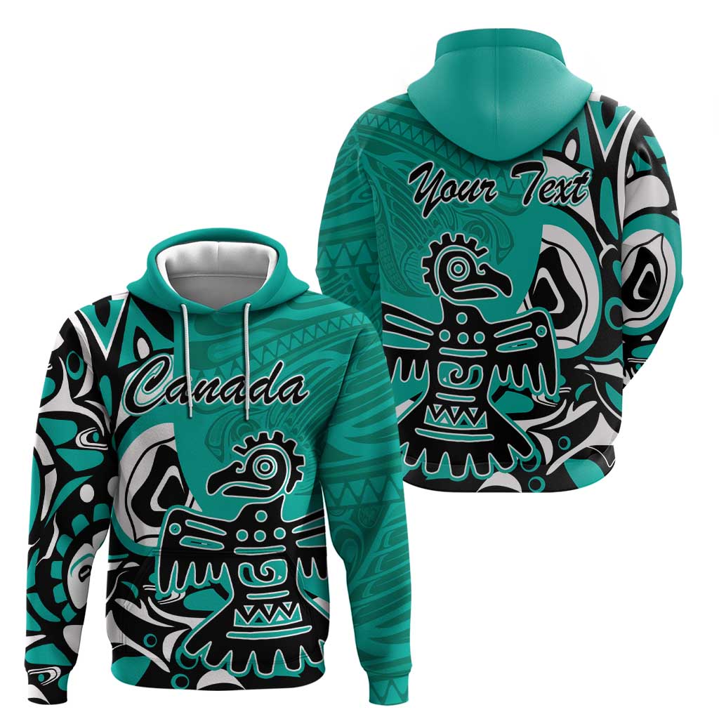 Personalized Canada Haida Eagle Hoodie Turquoise Style LT18