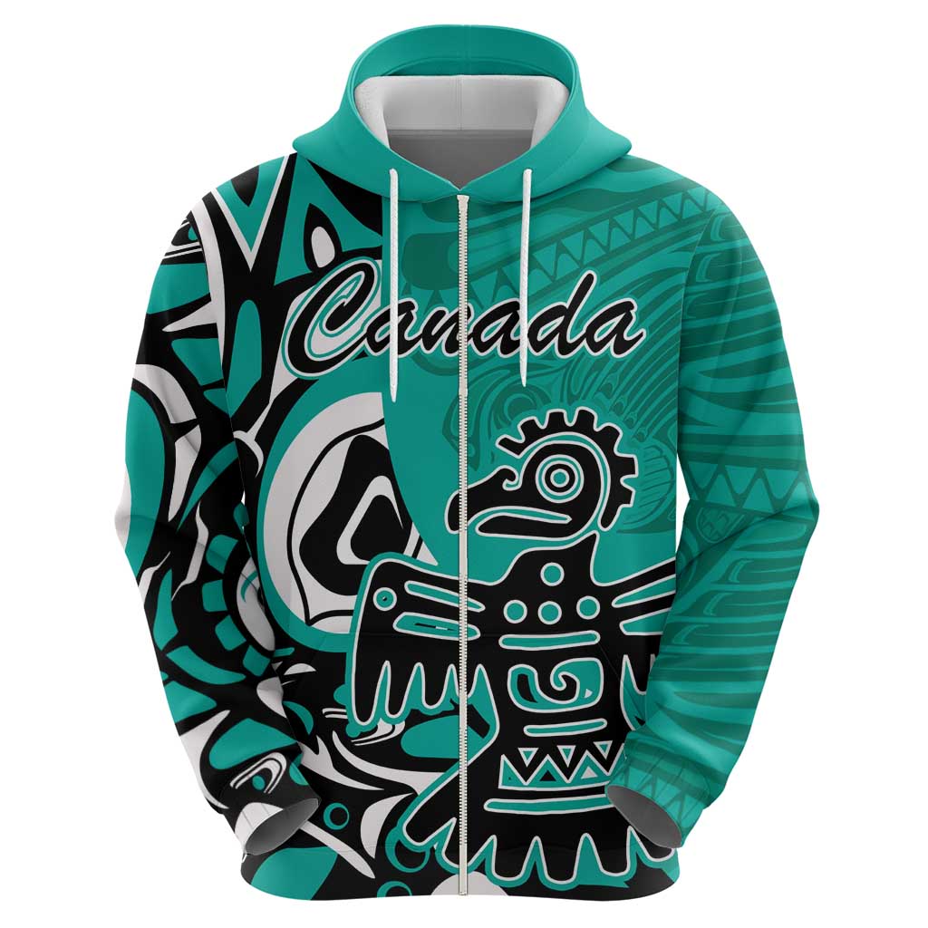 Personalized Canada Haida Eagle Hoodie Turquoise Style LT18