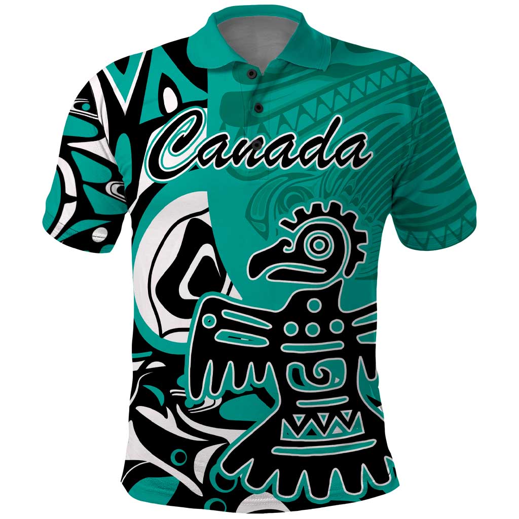 Personalized Canada Haida Eagle Polo Shirt Turquoise Style LT18