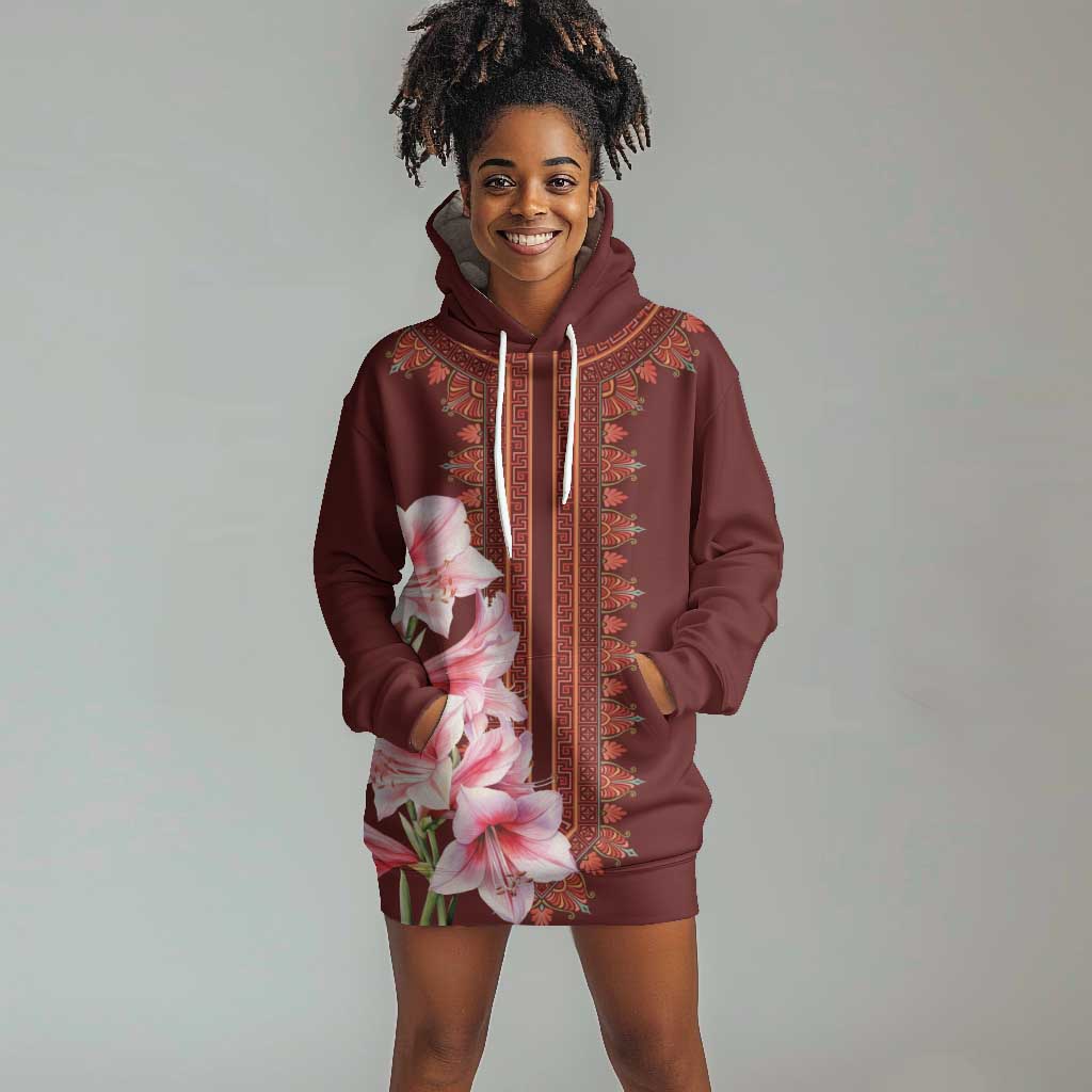 Africa Dashiki Hoodie Dress With Belladonna Lily LT18