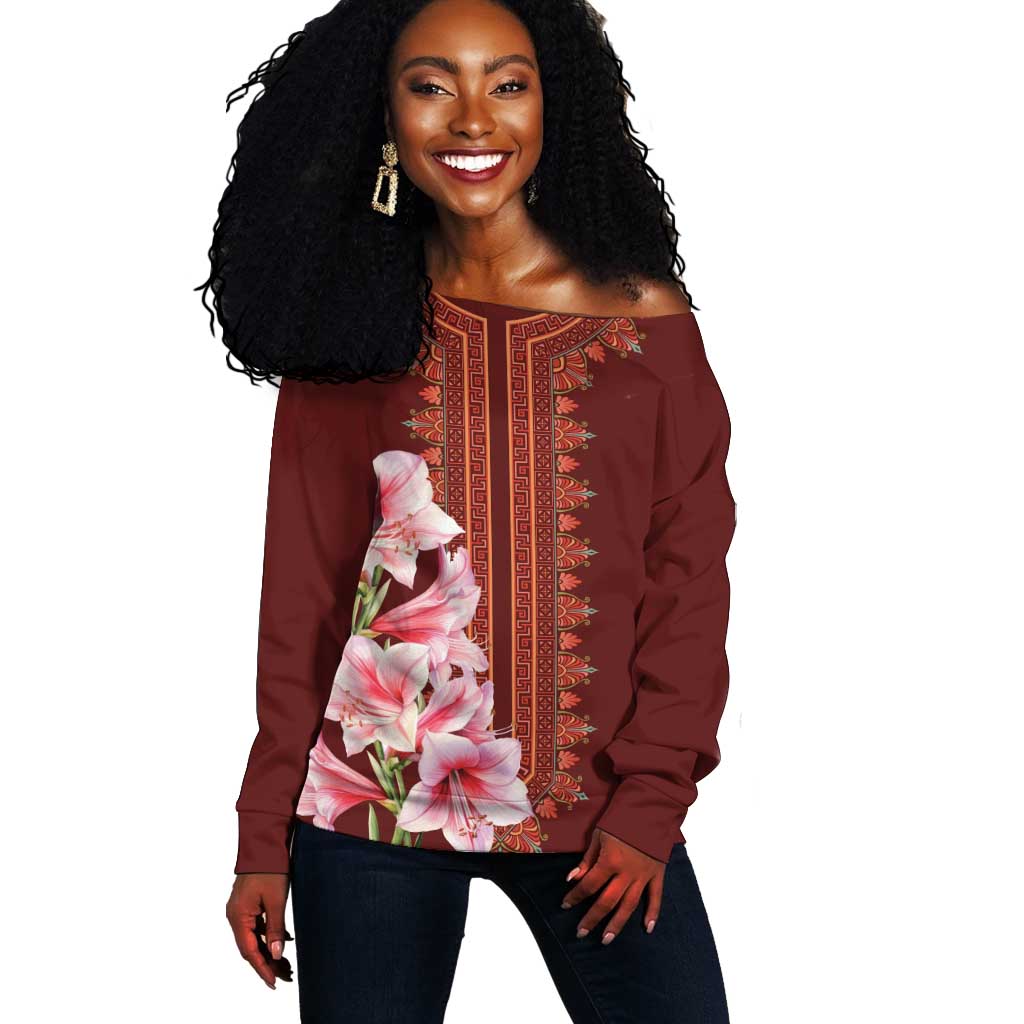 Africa Dashiki Off Shoulder Sweater With Belladonna Lily LT18