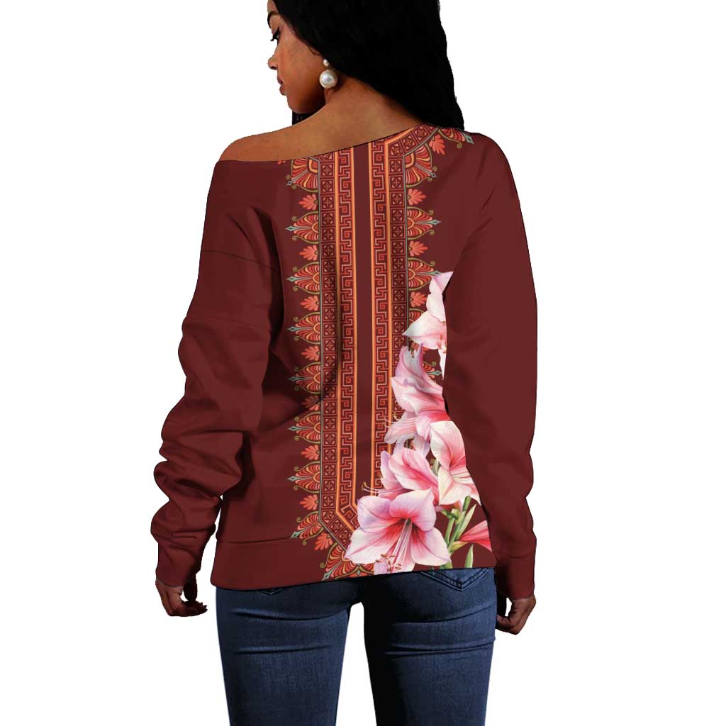 Africa Dashiki Off Shoulder Sweater With Belladonna Lily LT18