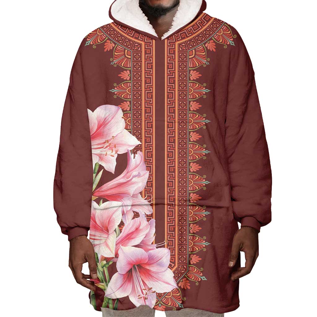 Africa Dashiki Wearable Blanket Hoodie With Belladonna Lily LT18