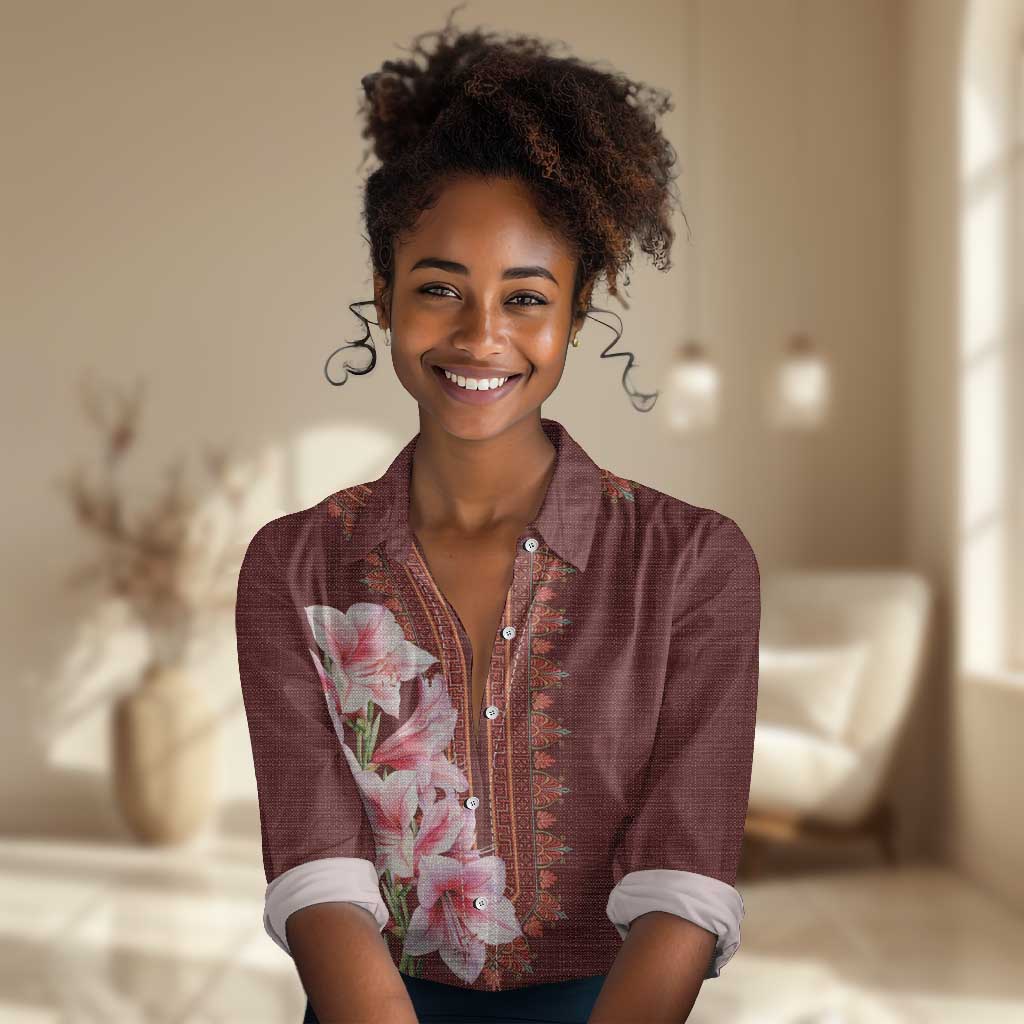Africa Dashiki Women Casual Shirt With Belladonna Lily LT18