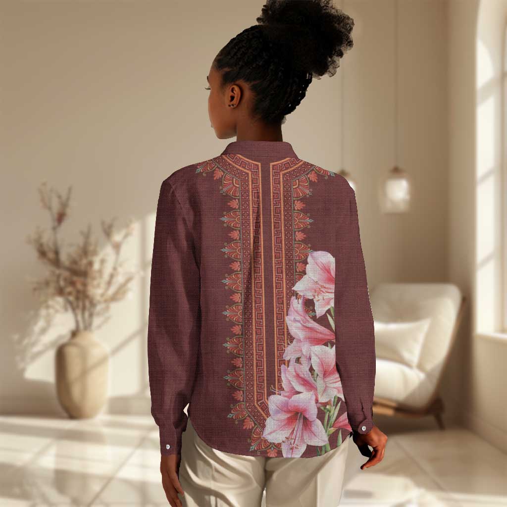 Africa Dashiki Women Casual Shirt With Belladonna Lily LT18