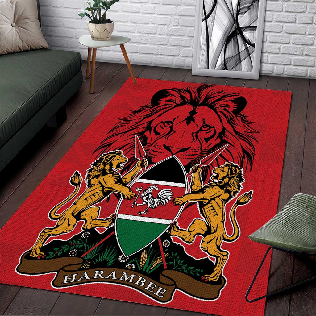 Kenya Area Rug Coat Of Arms With Kente Patterns LT18