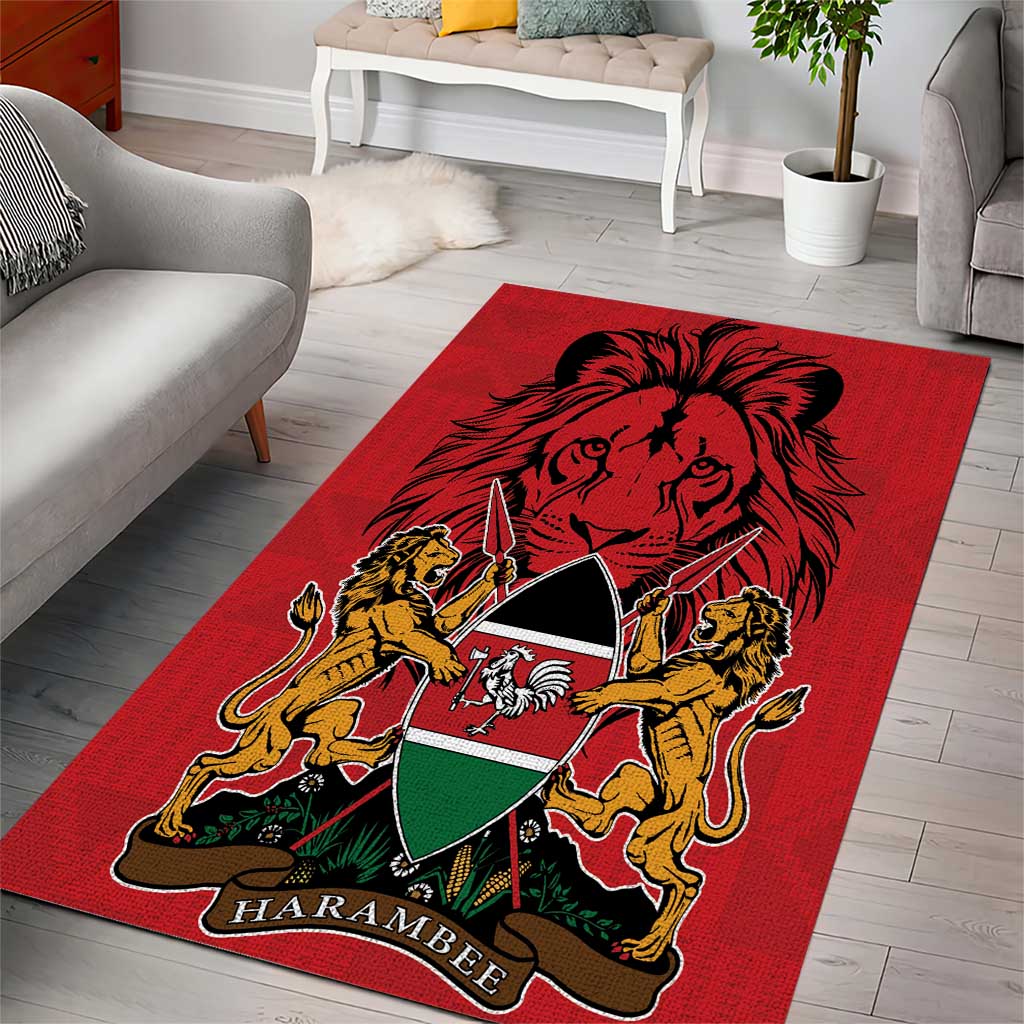 Kenya Area Rug Coat Of Arms With Kente Patterns LT18