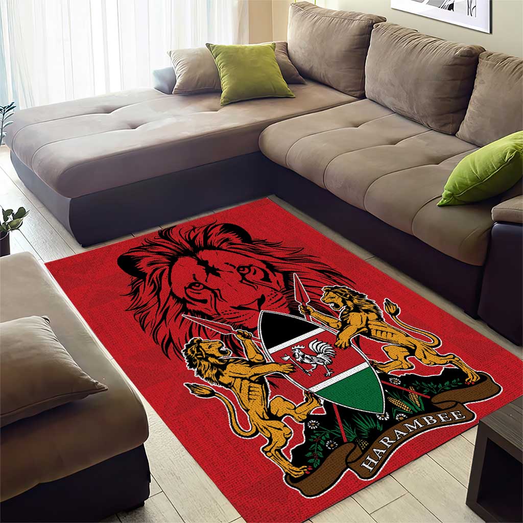 Kenya Area Rug Coat Of Arms With Kente Patterns LT18