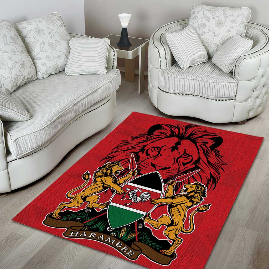 Kenya Area Rug Coat Of Arms With Kente Patterns LT18
