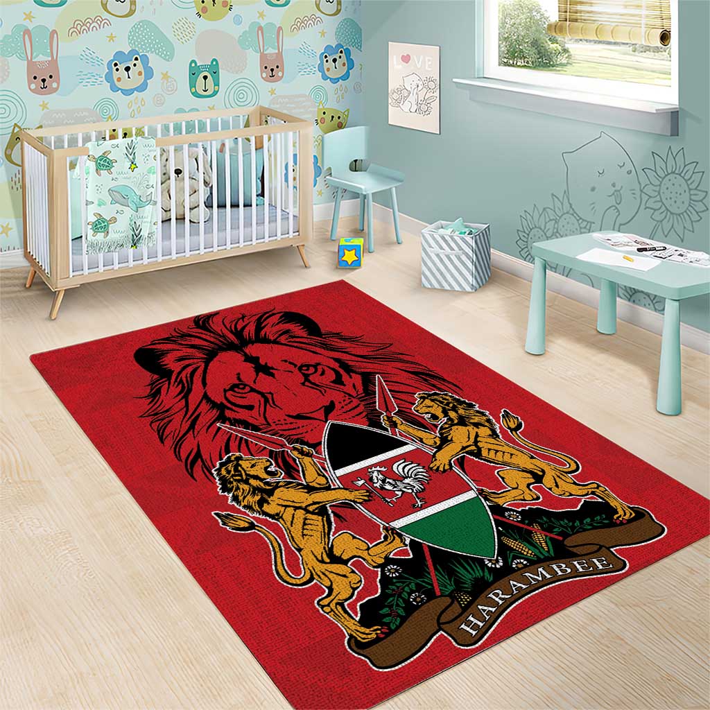 Kenya Area Rug Coat Of Arms With Kente Patterns LT18