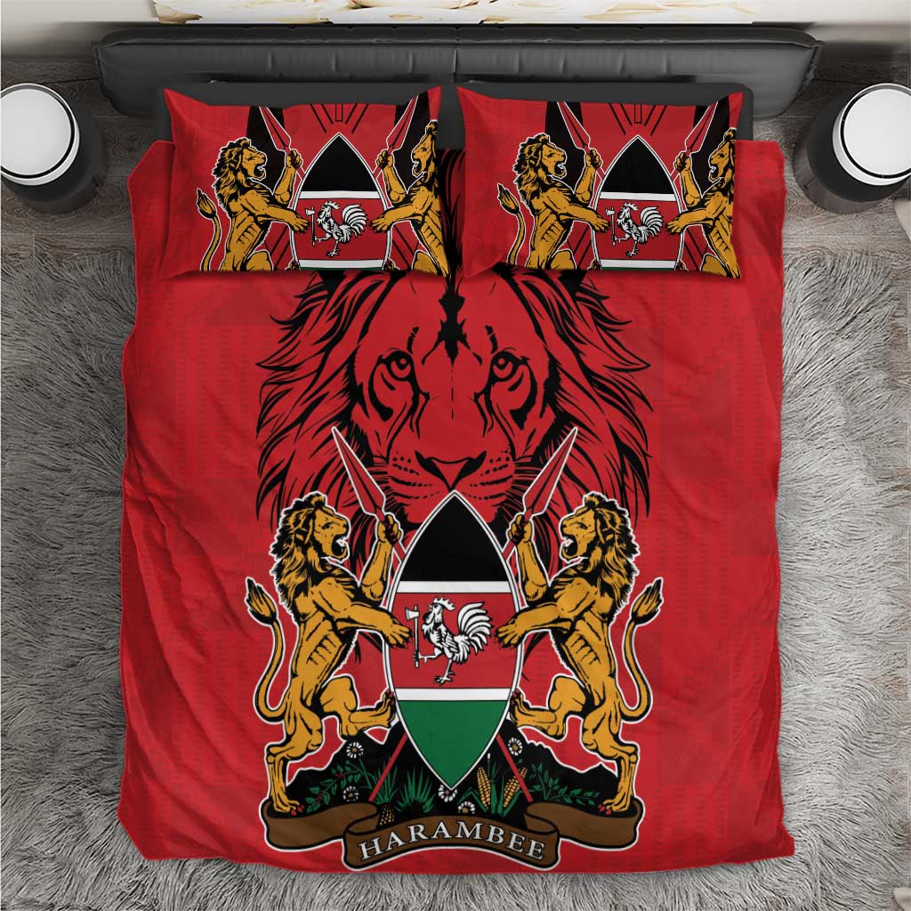 Kenya Bedding Set Coat Of Arms With Kente Patterns LT18