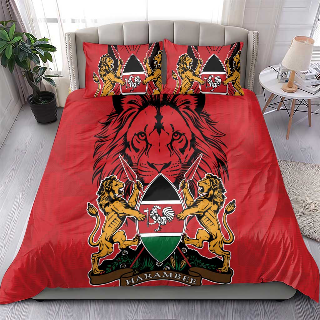 Kenya Bedding Set Coat Of Arms With Kente Patterns LT18