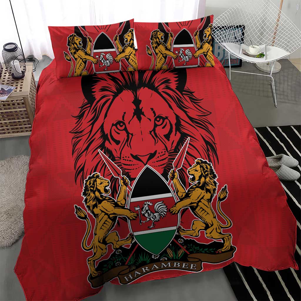 Kenya Bedding Set Coat Of Arms With Kente Patterns LT18