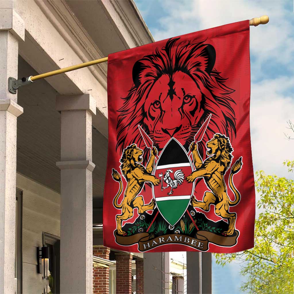 Kenya Garden Flag Coat Of Arms With Kente Patterns LT18