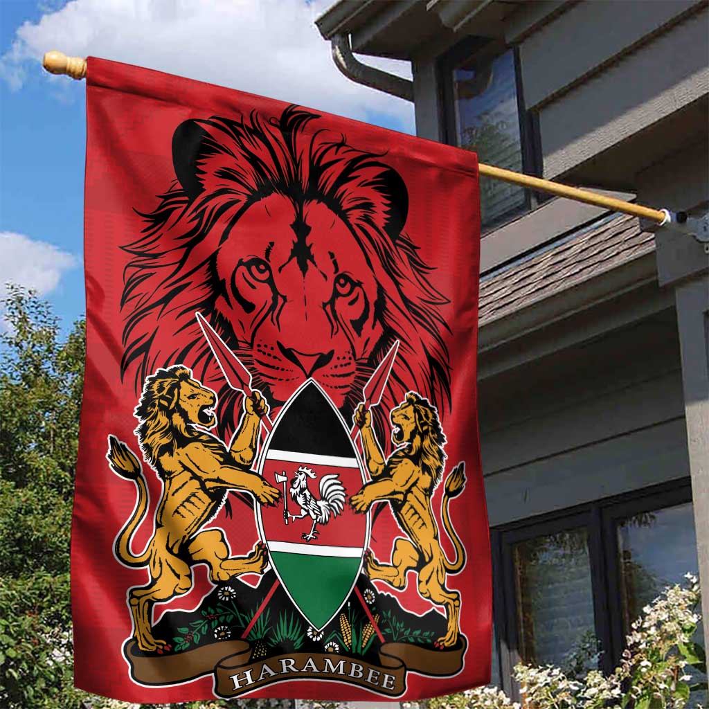 Kenya Garden Flag Coat Of Arms With Kente Patterns LT18