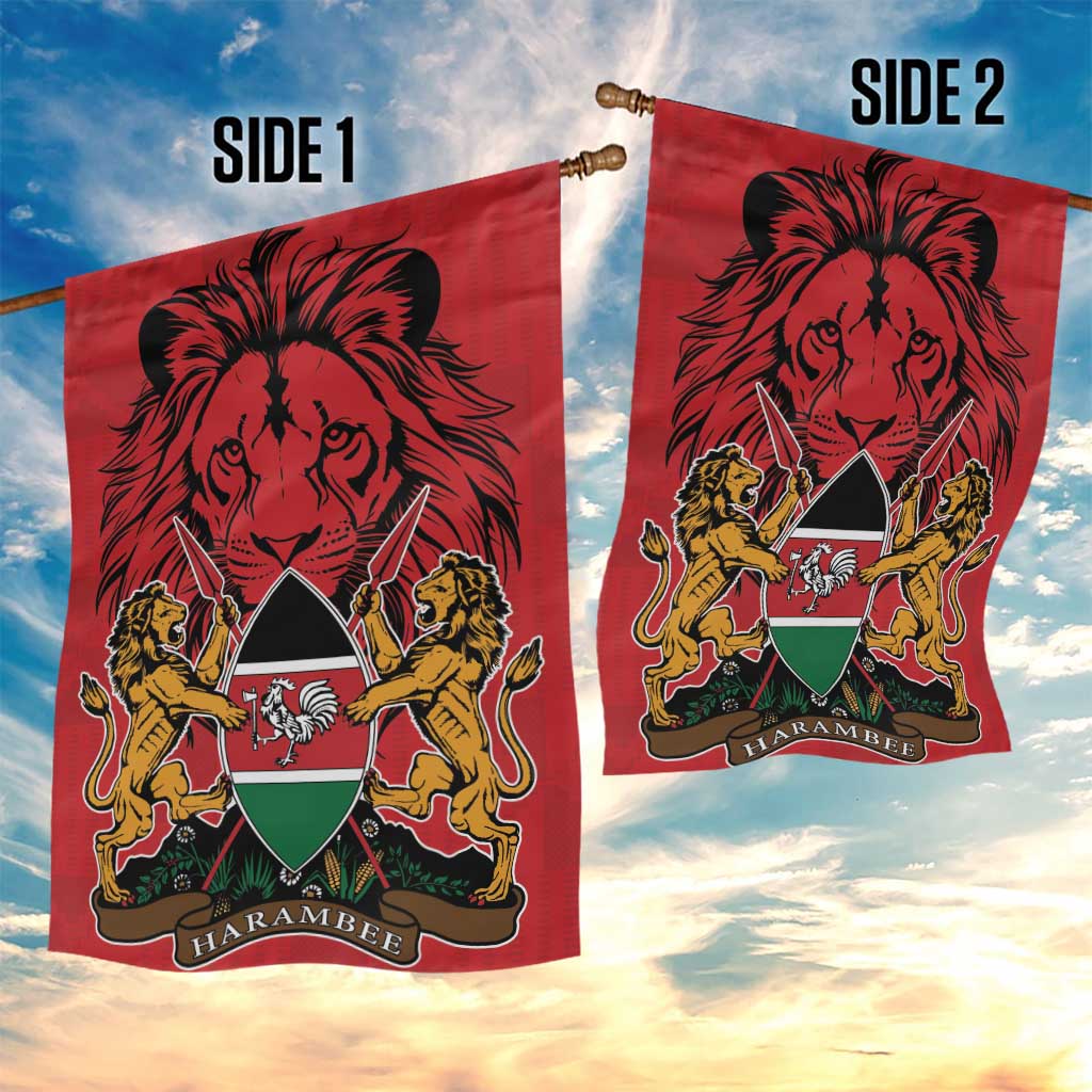 Kenya Garden Flag Coat Of Arms With Kente Patterns LT18