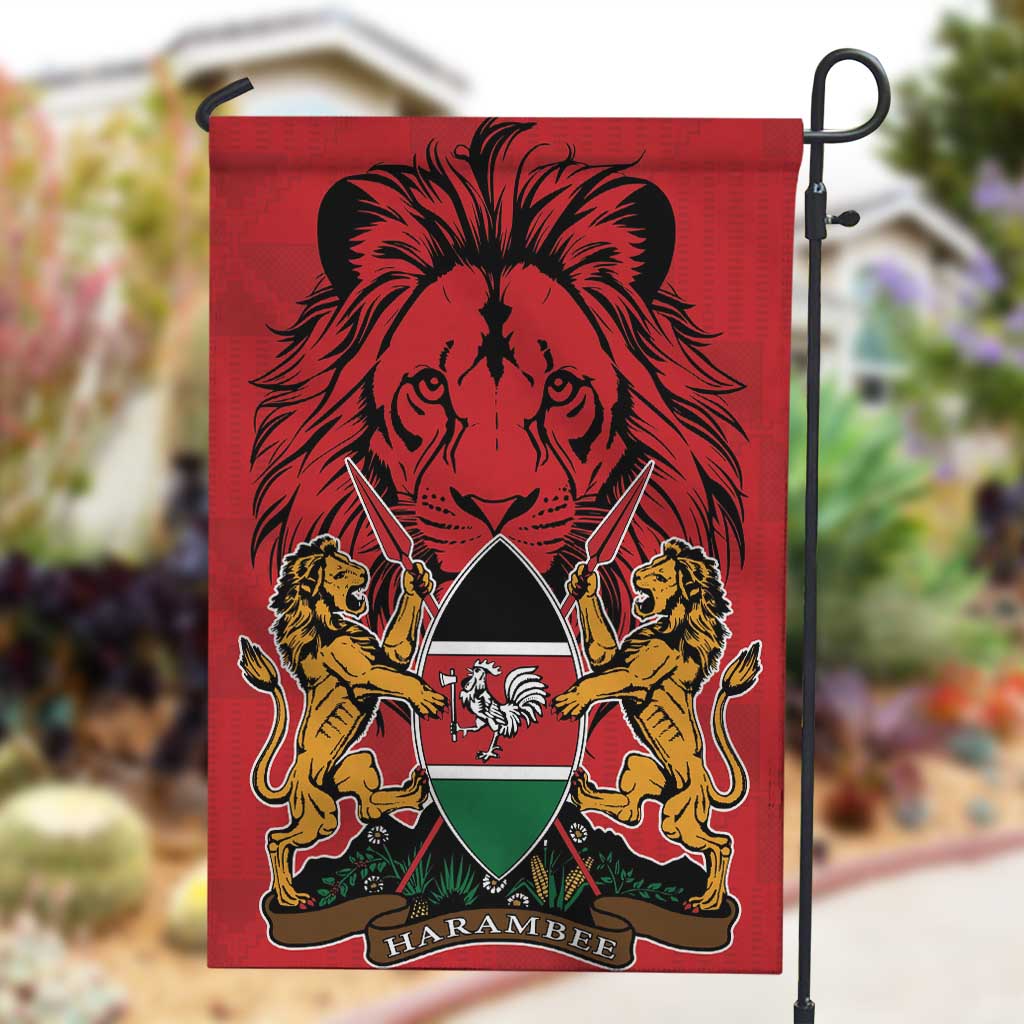 Kenya Garden Flag Coat Of Arms With Kente Patterns LT18
