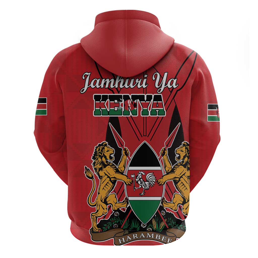 Kenya Hoodie Coat Of Arms With Kente Patterns LT18