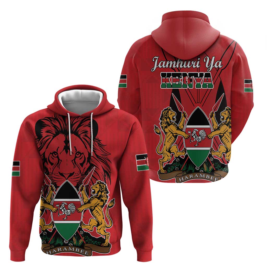 Kenya Hoodie Coat Of Arms With Kente Patterns LT18