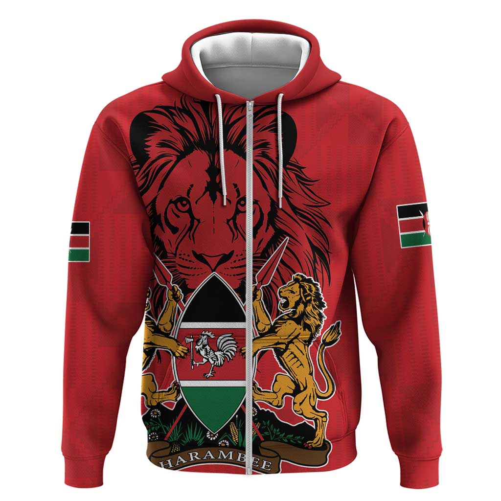 Kenya Hoodie Coat Of Arms With Kente Patterns LT18