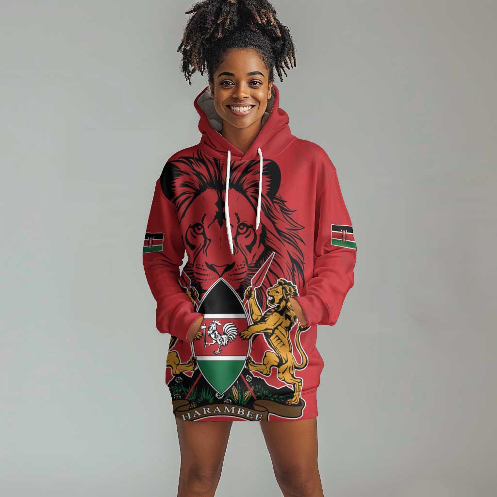 Kenya Hoodie Dress Coat Of Arms With Kente Patterns LT18
