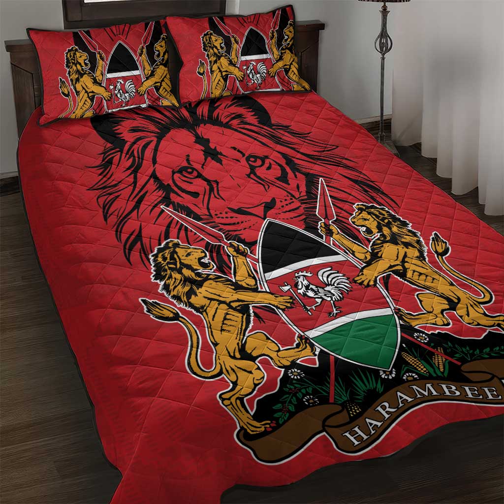 Kenya Quilt Bed Set Coat Of Arms With Kente Patterns LT18